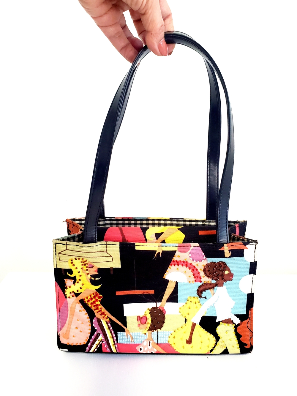 🧡Women’s Black Multi-Color Patterned Tote Bag